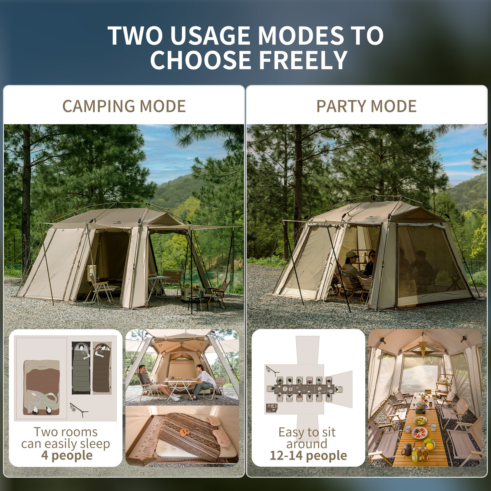 Naturehike Village 13 tente de camping cabine 6-8 places
