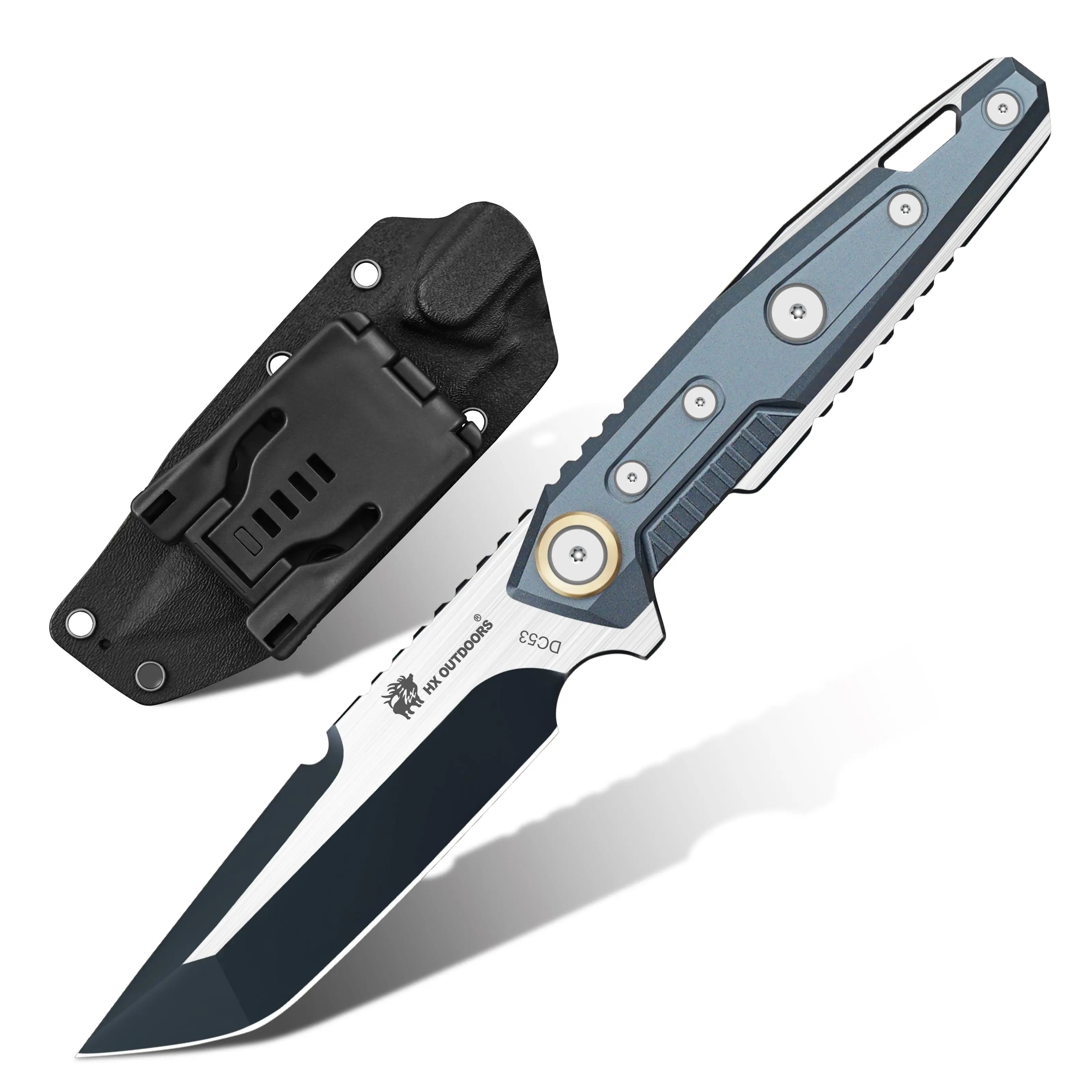 HX Mechtitan D-220B couteau fixe DC53 manche alu bleu