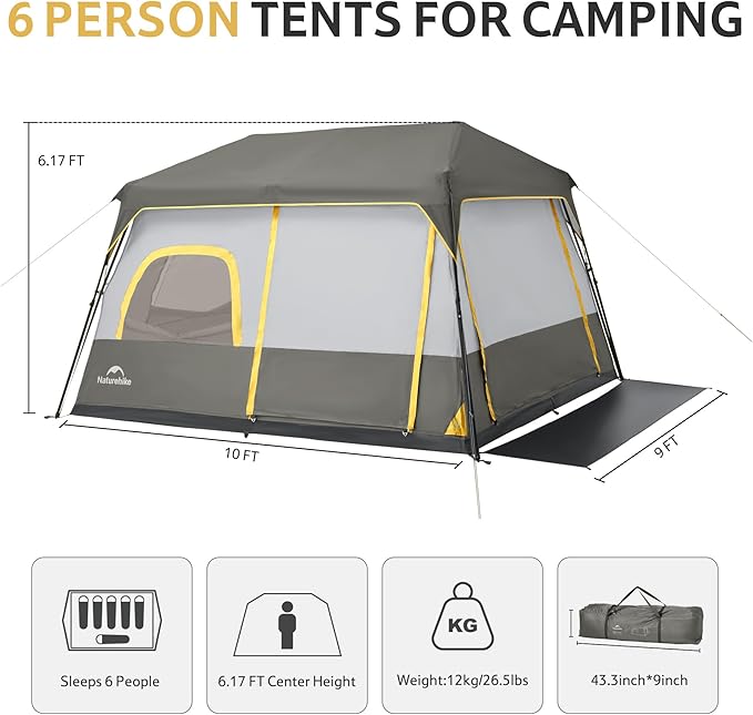 Naturehike Cape tente camping 6 personnes pop-up 4 saisons