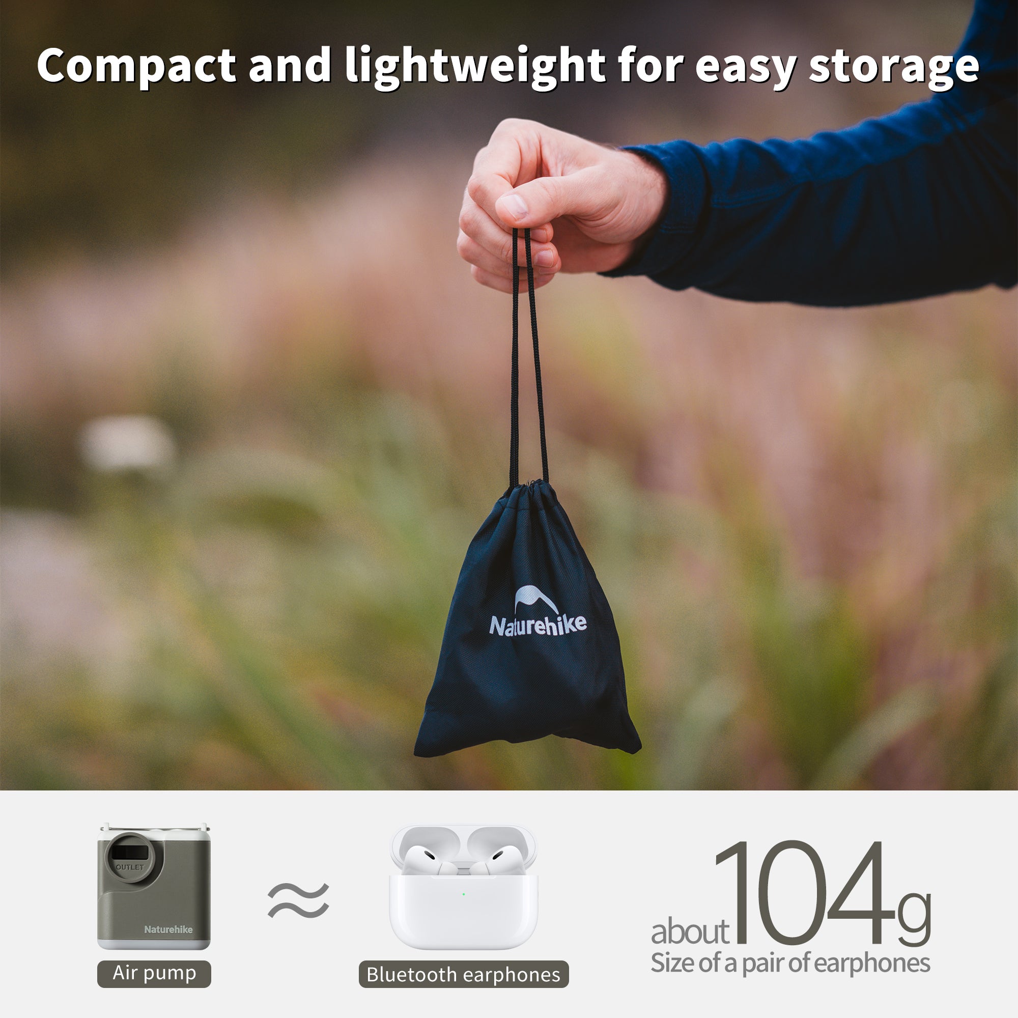 Naturehike Wind-air pompe à air rechargeable 200 L/min LED