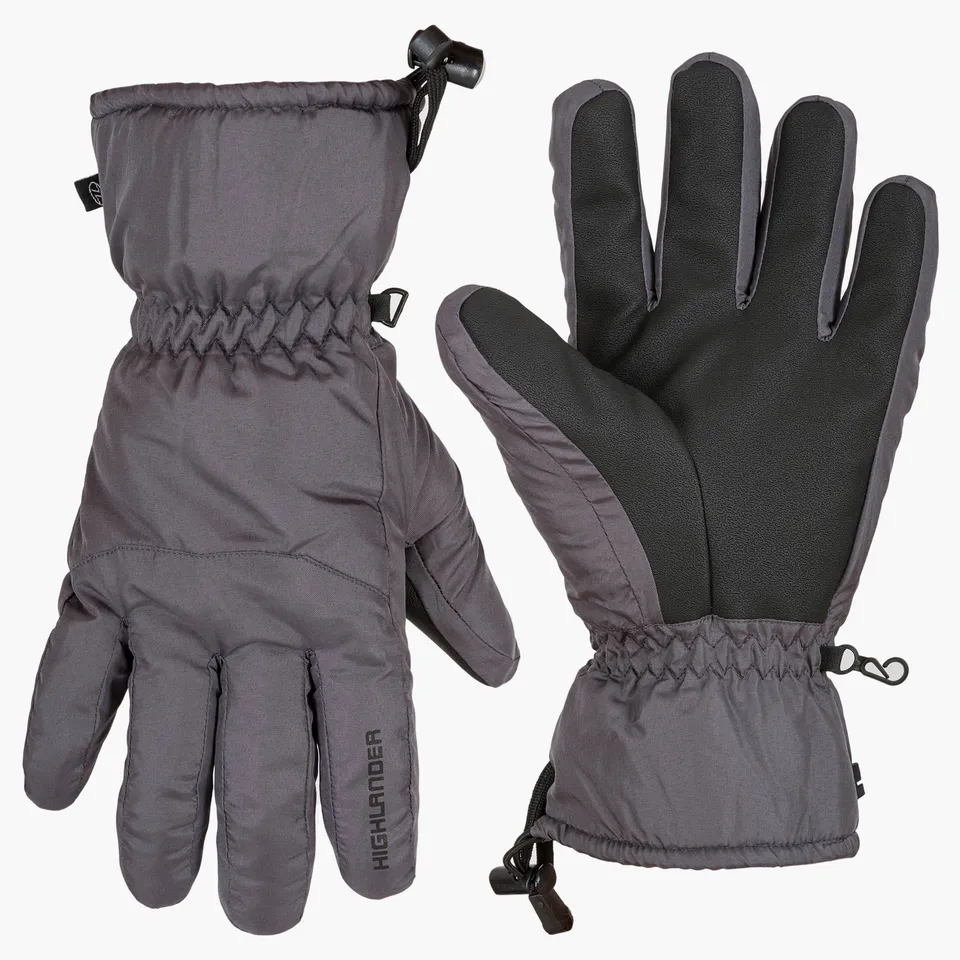 Highlander gants de ski gris respirants doublure polaire