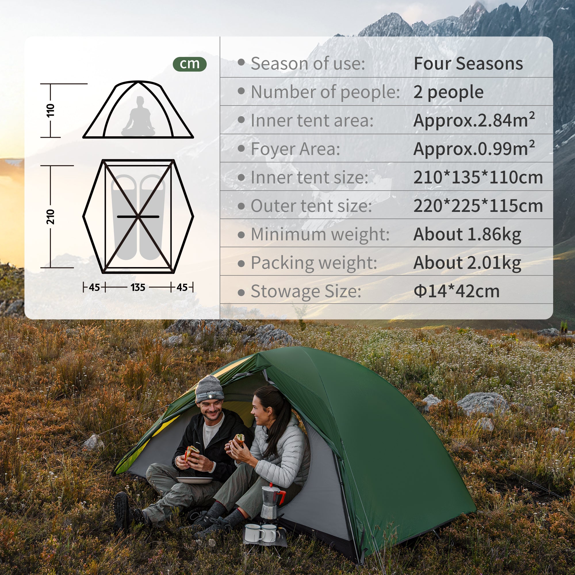 Naturehike Cloud River Pro tente camping 2 places 4 saisons