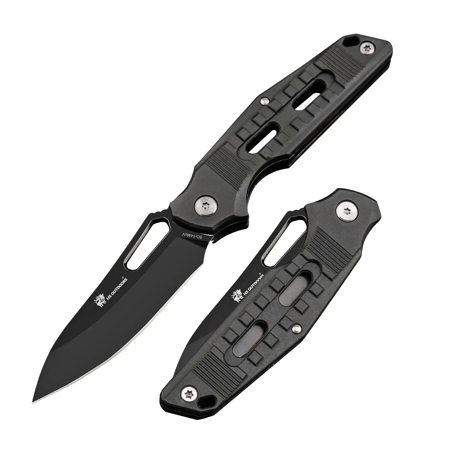 HX Rock Fluorite couteau poche 7,5cm nylon noir