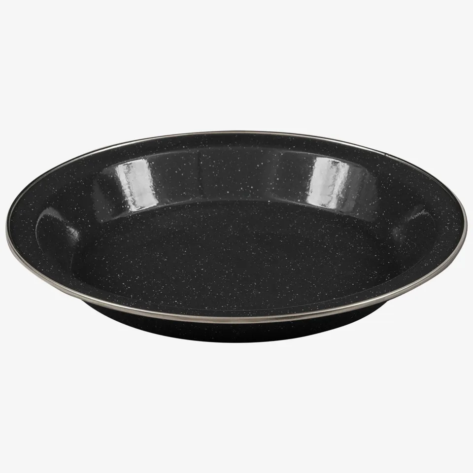 Highlander Deluxe assiette camping émail vintage noire