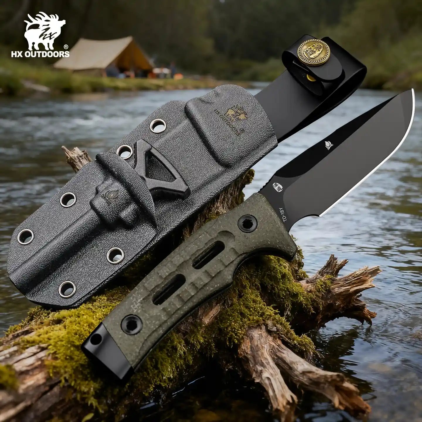 HX Rock Apex TD-18Y Couteau Fixe Micarta Vert 94mm