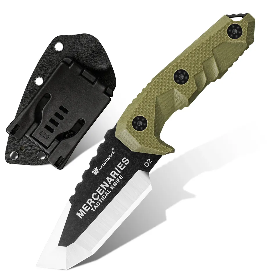 HX Mini Mercenary D-170 couteau fixe D2 marron 71 mm