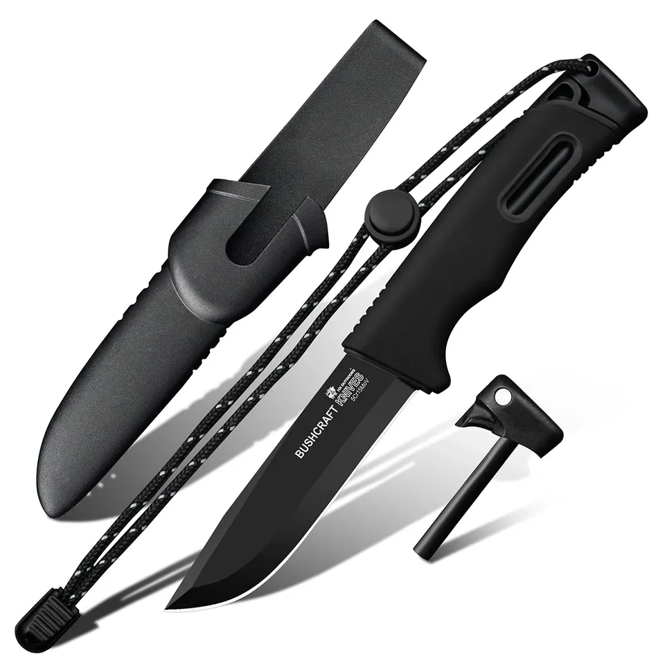HX Survival Master TD-21E couteau fixe noir 95 mm