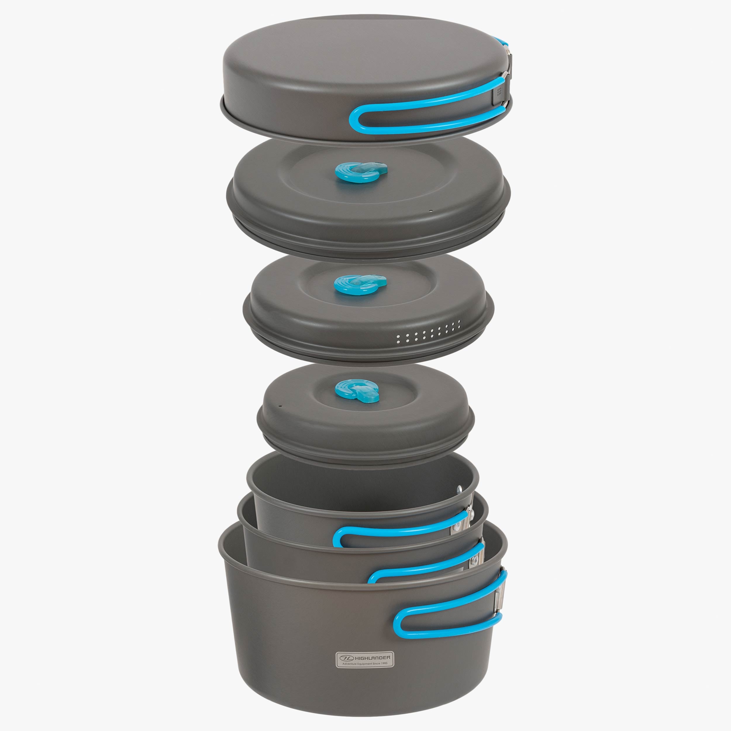 Highlander Vertex Popote camping familiale 3 casseroles + poêle