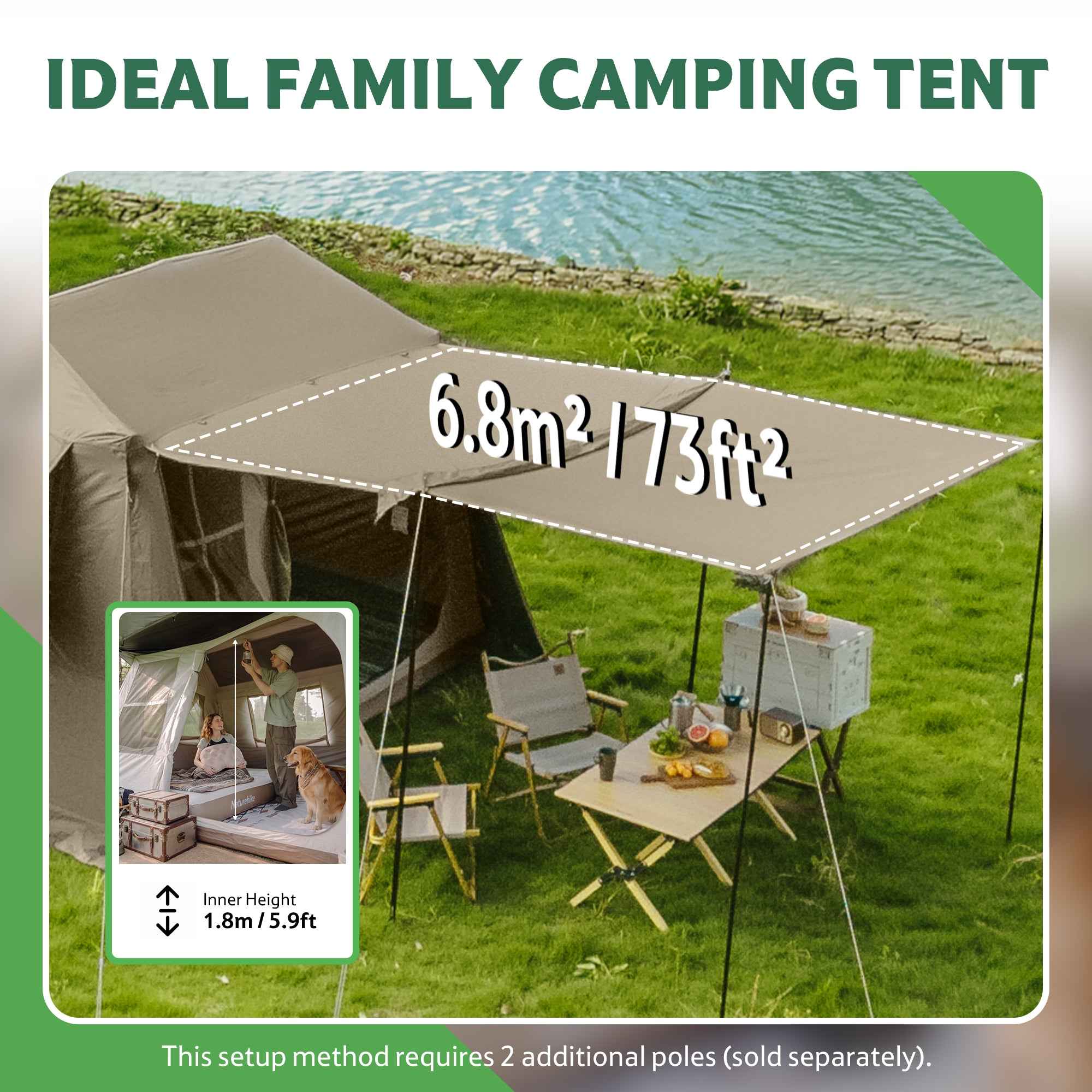 Naturehike Village 6.0 tente cabine 4 personnes marron
