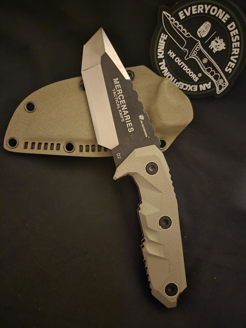 HX Mini Mercenary D-170 couteau fixe D2 marron 71 mm