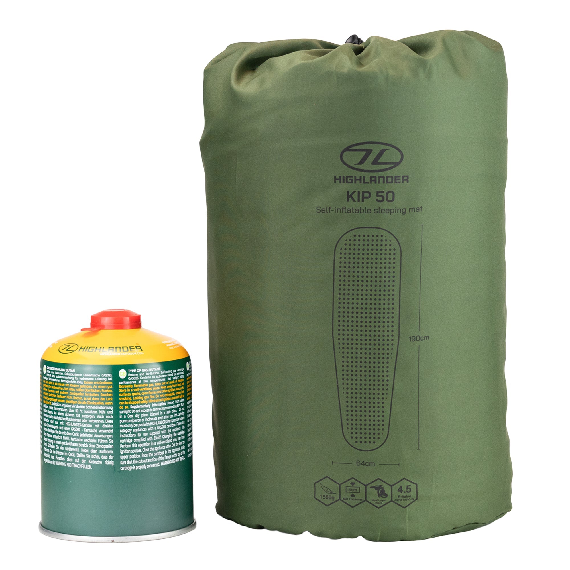 Highlander Kip matelas camping autogonflant 50 mm bleu