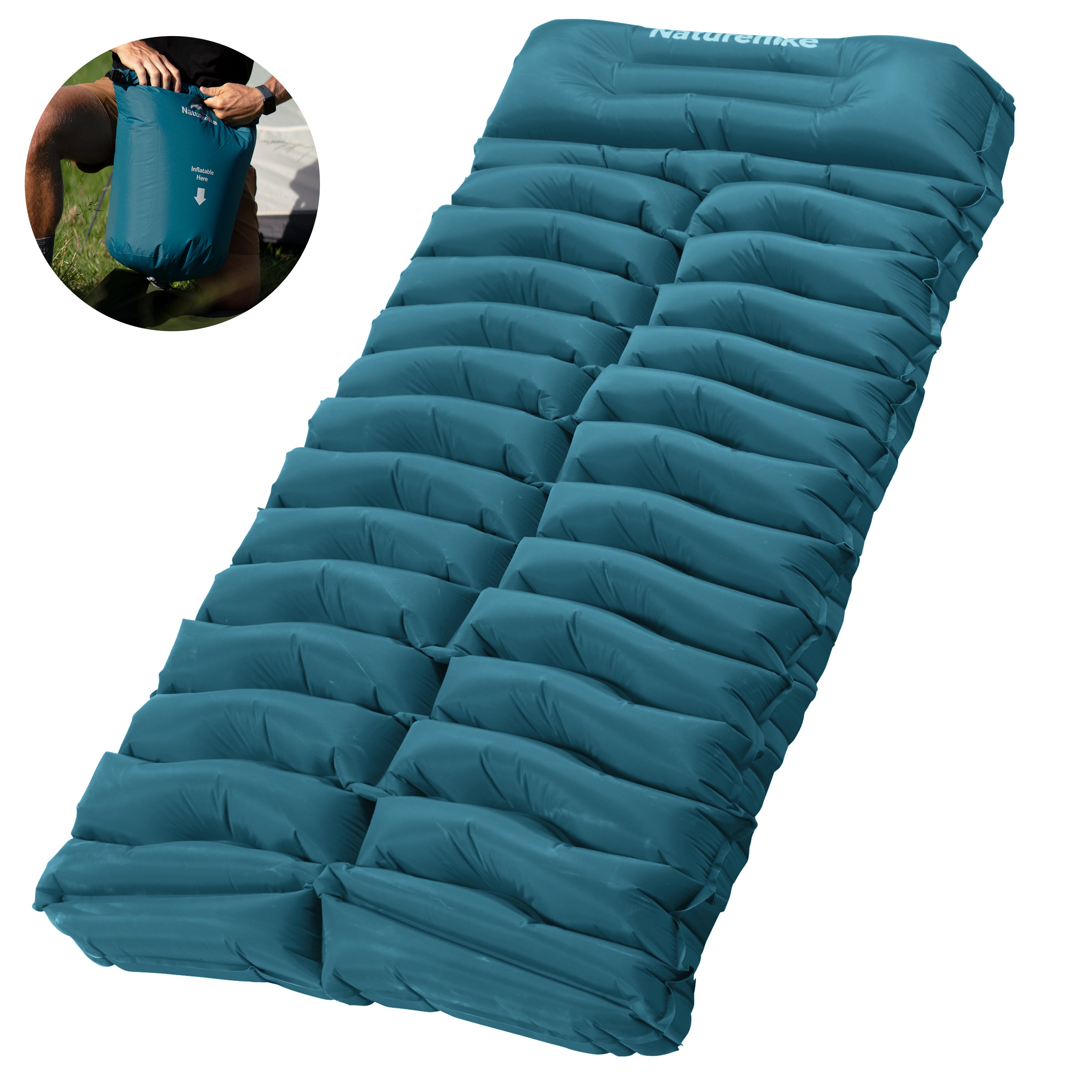 Naturehike FC01 matelas gonflable pompe à pied 6,5 cm bleu