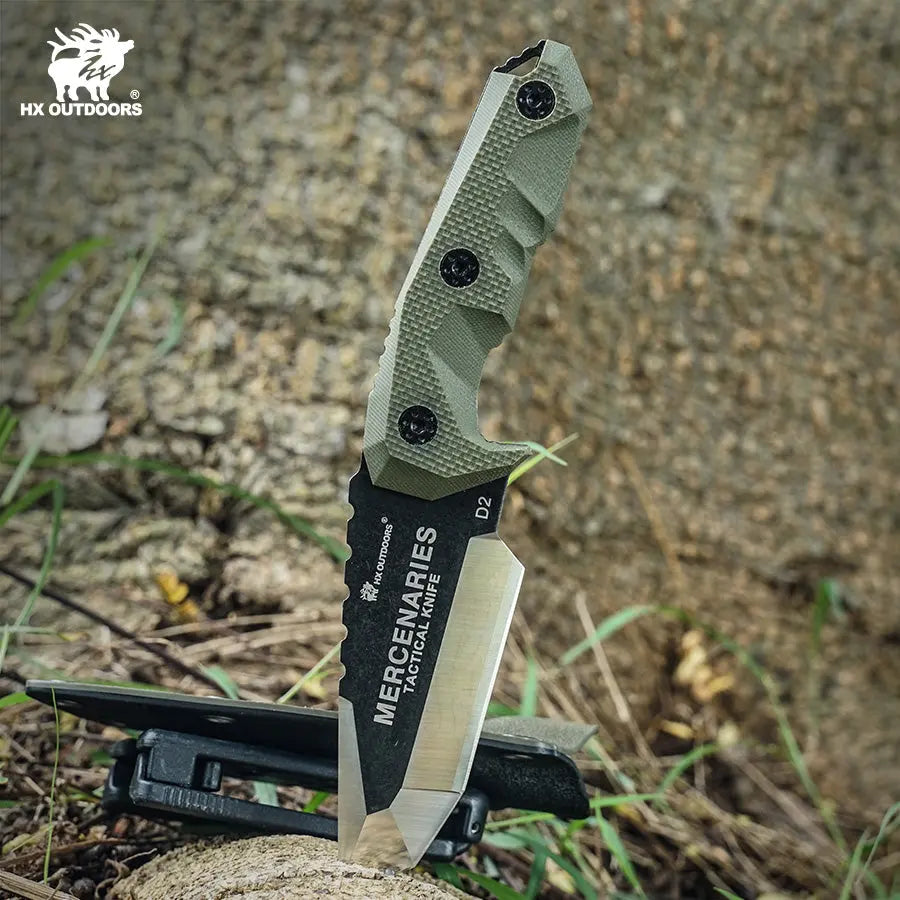 HX Mini Mercenary D-170 couteau fixe D2 marron 71 mm