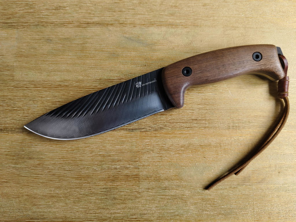 HX Junglord D-340 Couteau Fixe Noyer 142mm 366g Étui Cuir