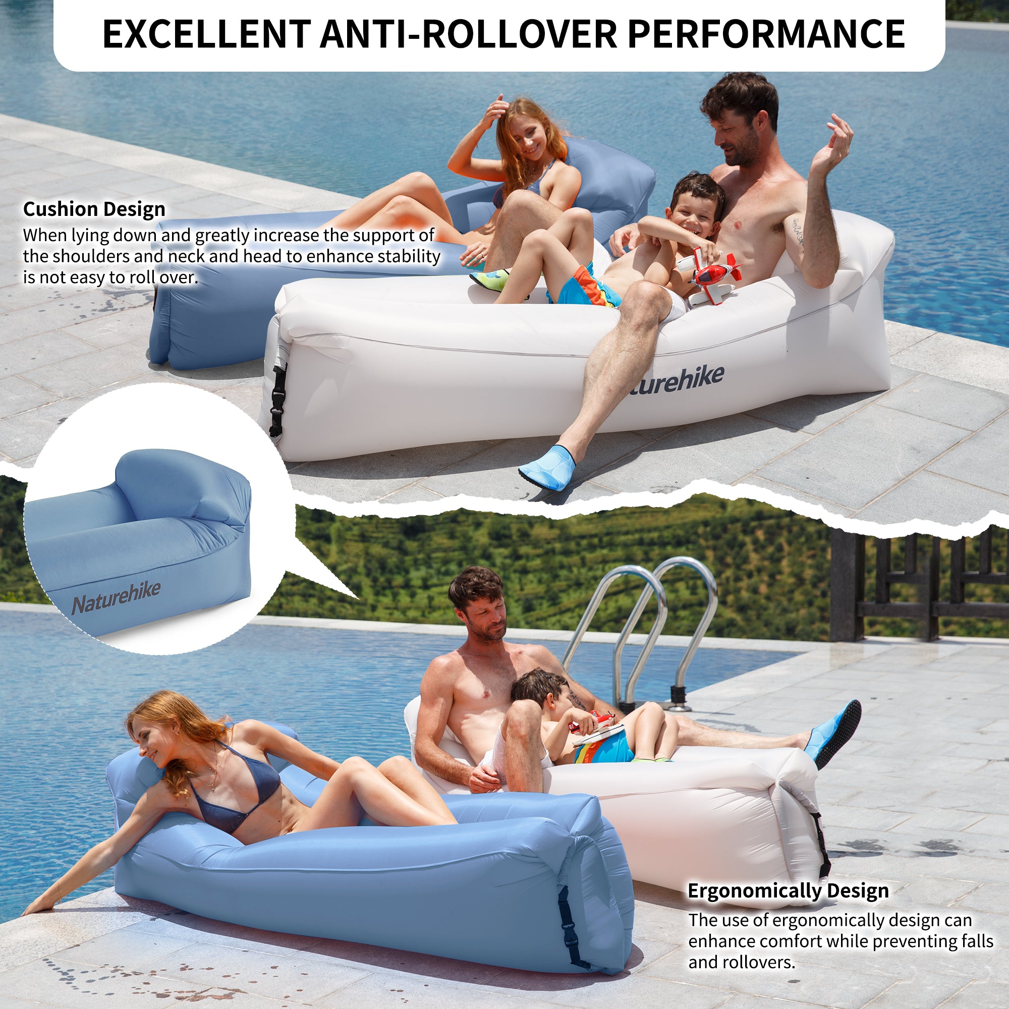 Naturehike Canapé gonflable double gris air sofa