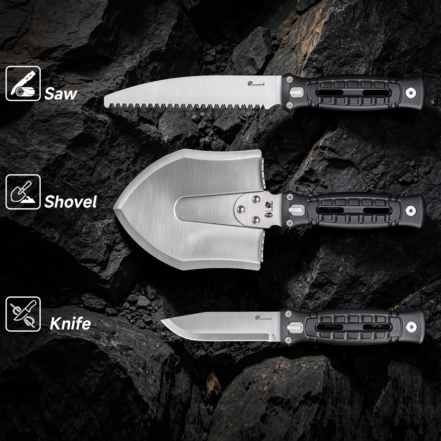 HX Outdoors Rock GBC-68 couteau fixe kit 3-en-1 G10