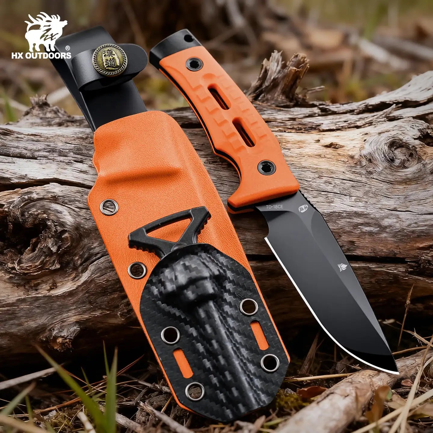 HX Rock Apex TD-18CE couteau fixe manche G10 orange DC53