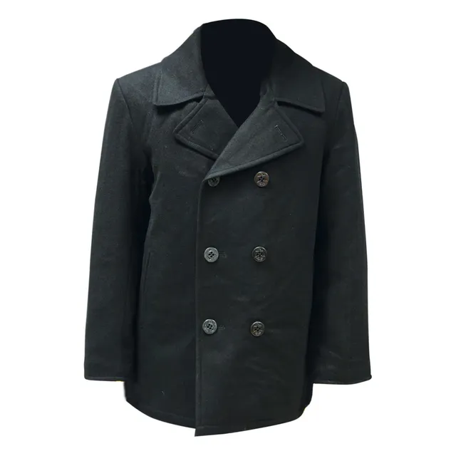 Highlander Jackets Pea Coat caban laine noir taille L 60% laine