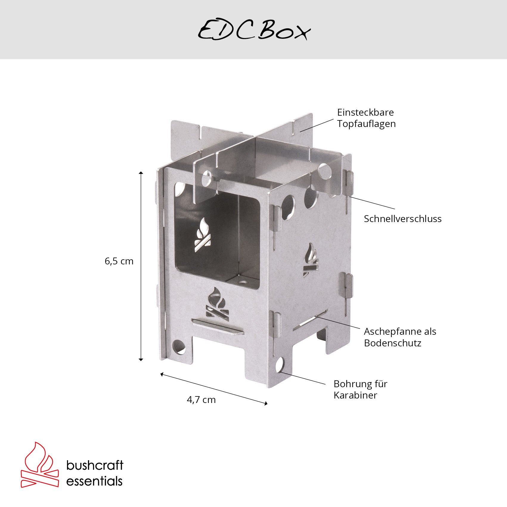 Bushcraft Essentials EDCBox Mikrokocher Réchaud titane 41 g