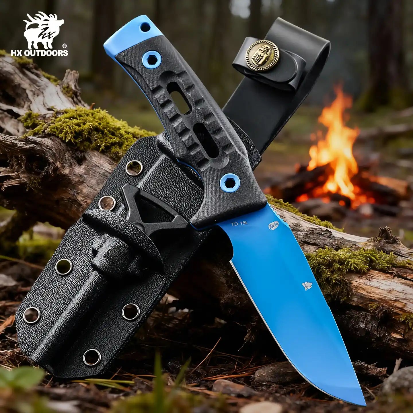 HX Rock Apex TD-18L couteau fixe lame bleue manche G10 noir