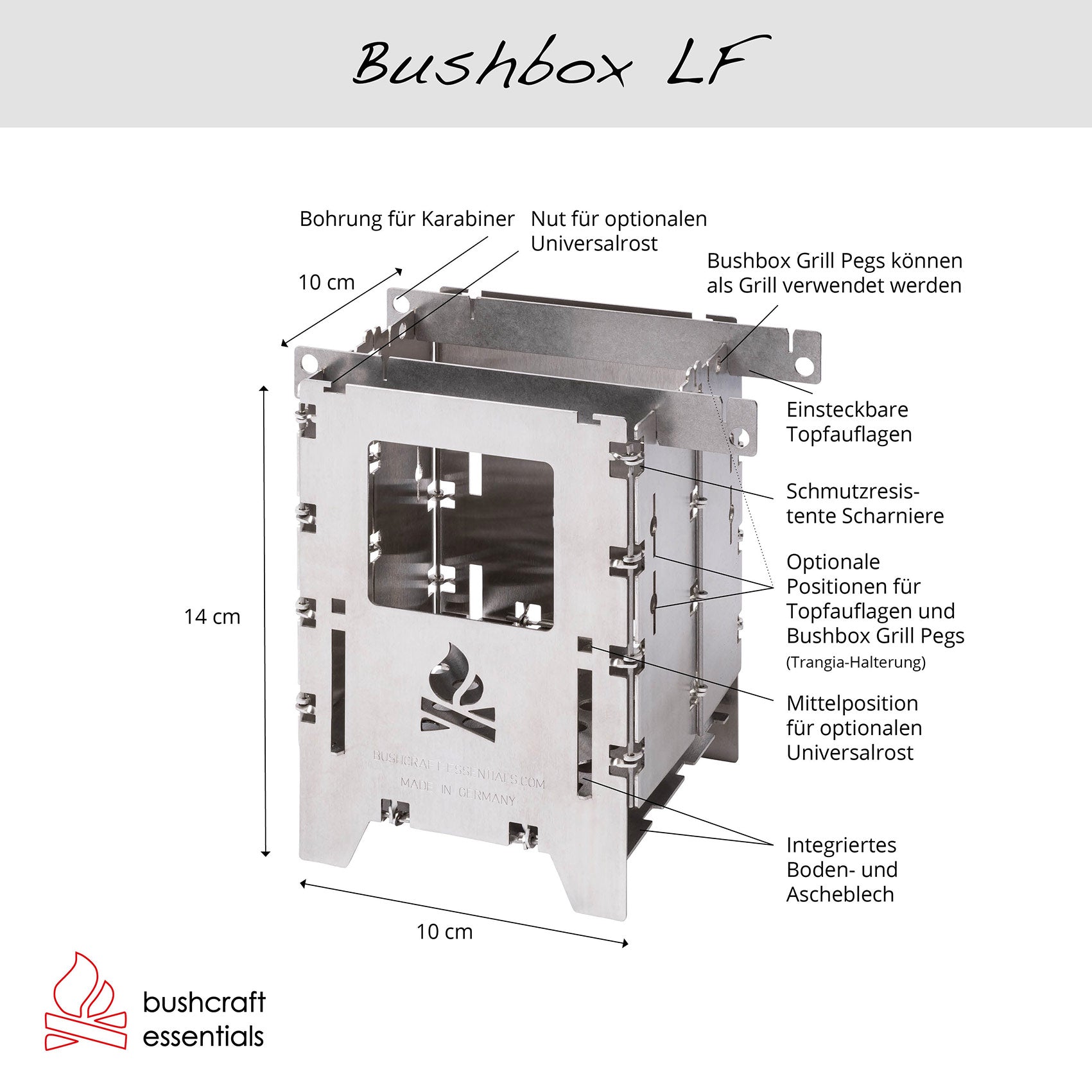 Bushcraft Essentials Bushbox LF réchaud bois set cuir 2 personnes