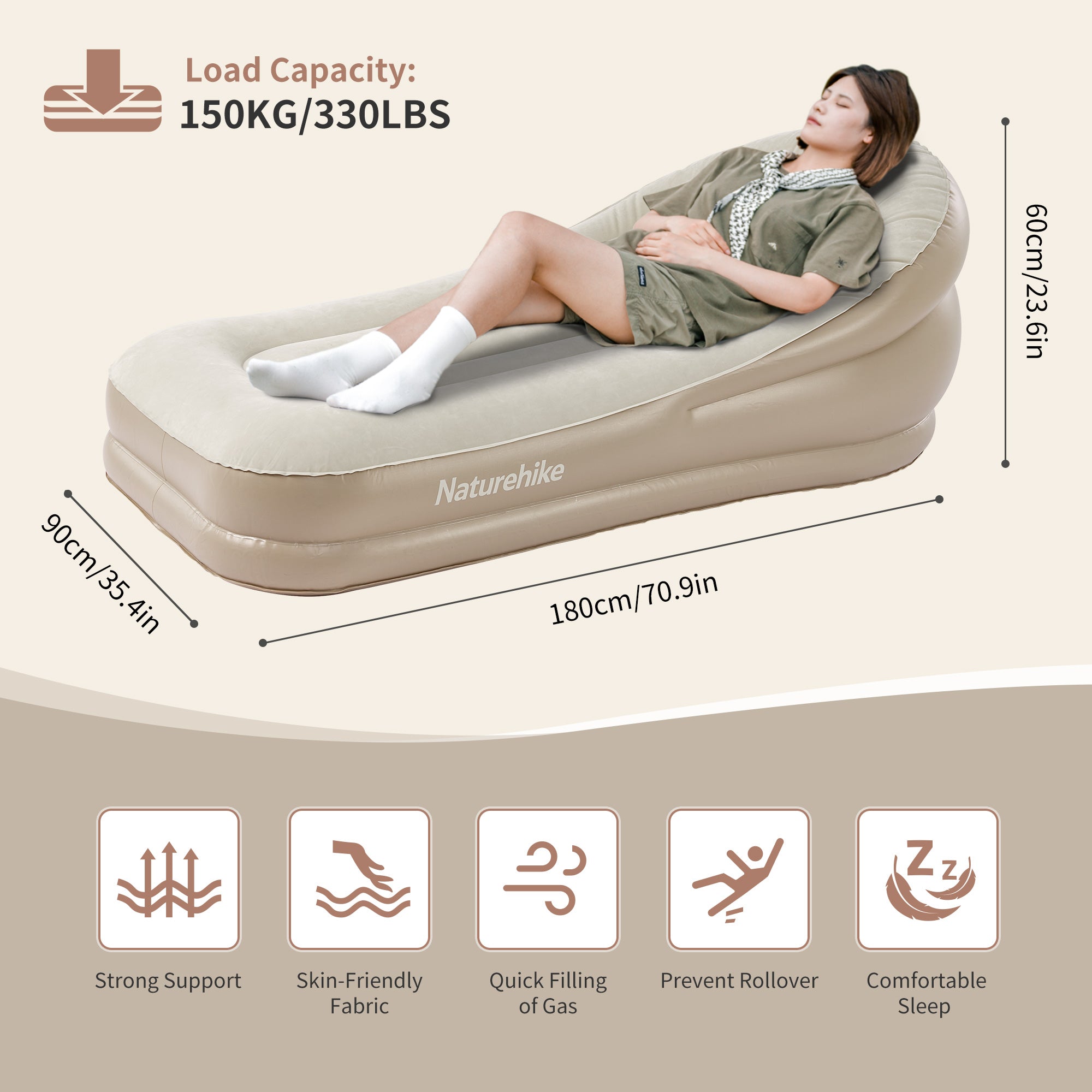 Naturehike DreamWeave fauteuil gonflable 1 personne pompe intégrée
