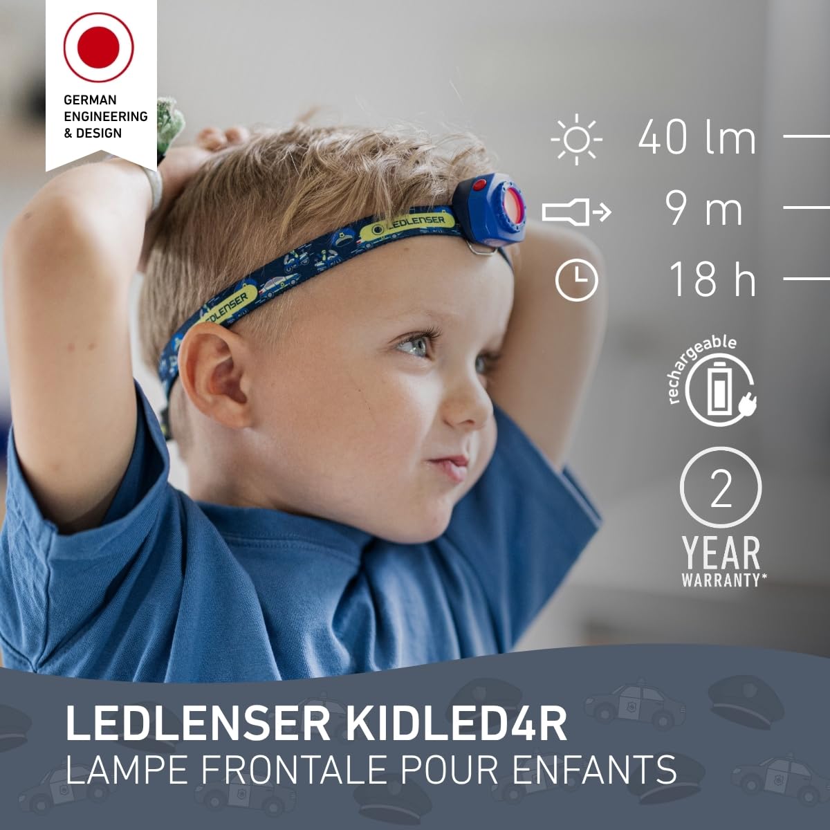 Ledlenser KIDLED4R Lampe Frontale Enfant Bleue 25 g