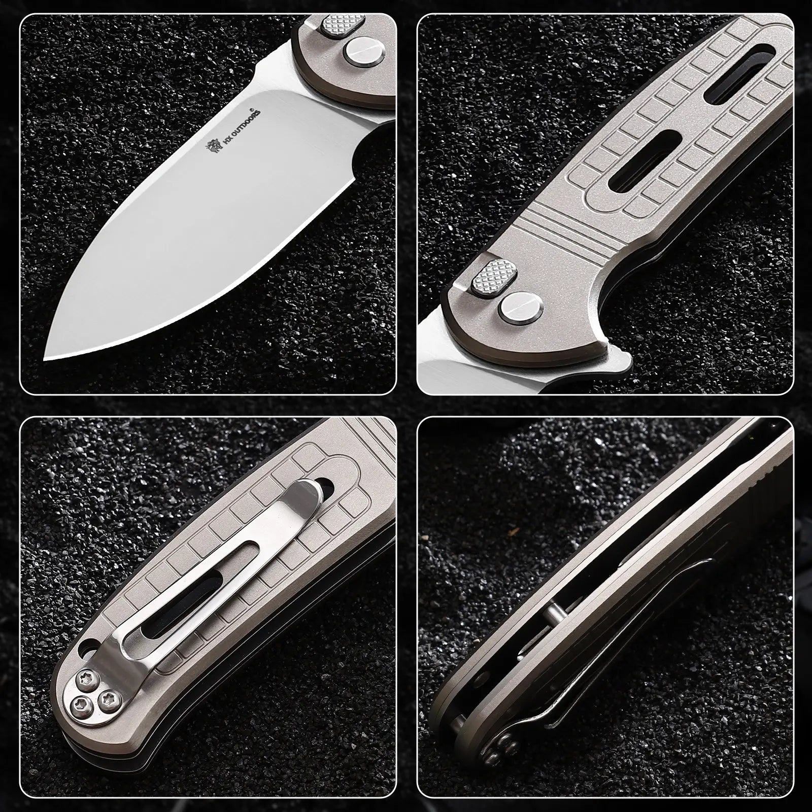 HX Rock Sapphire ZD-119S couteau pliant D2 manche titane