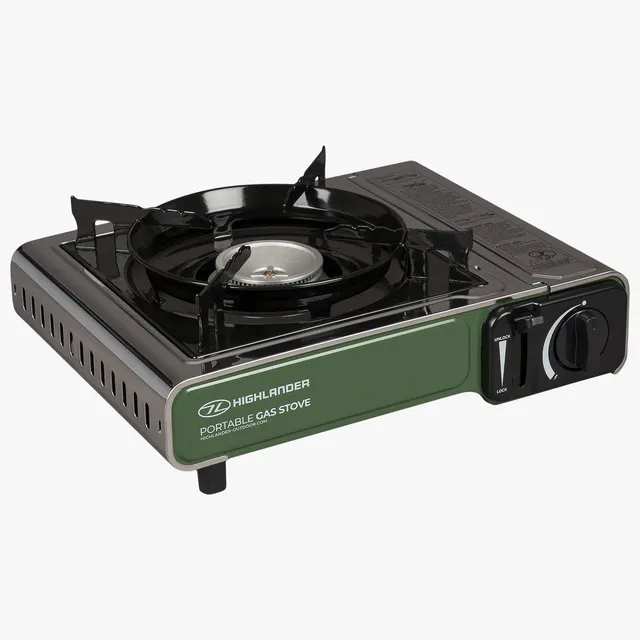 Highlander Cooking Réchaud Gaz Portable Vert avec Allumage Piezo