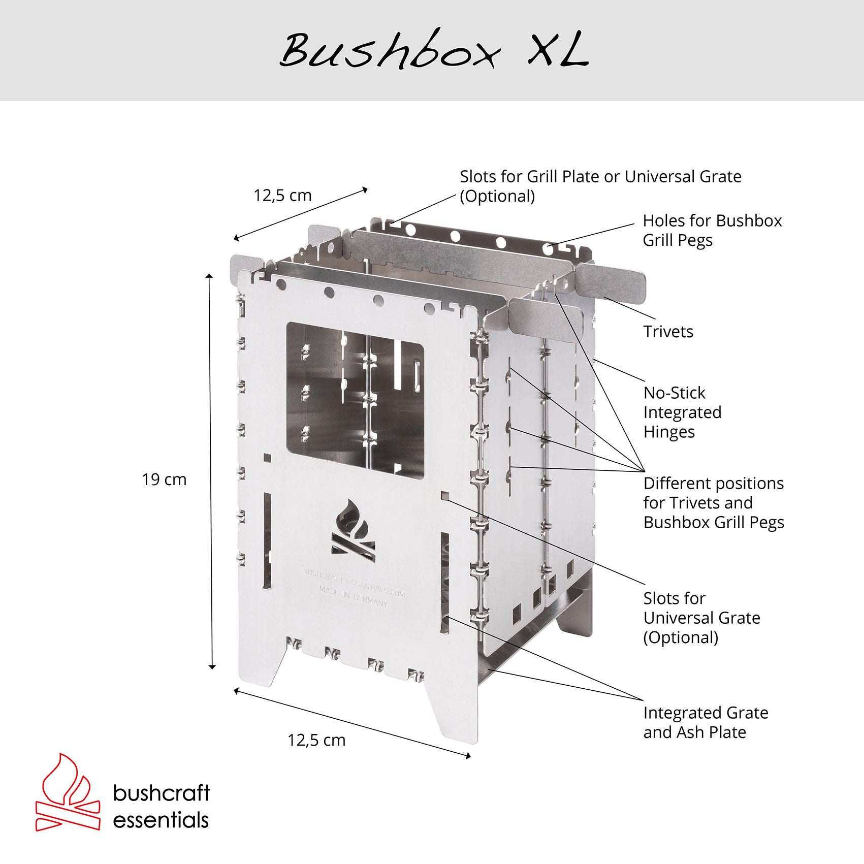 Bushcraft Essentials Bushbox XL Premium Set réchaud inox 4 personnes