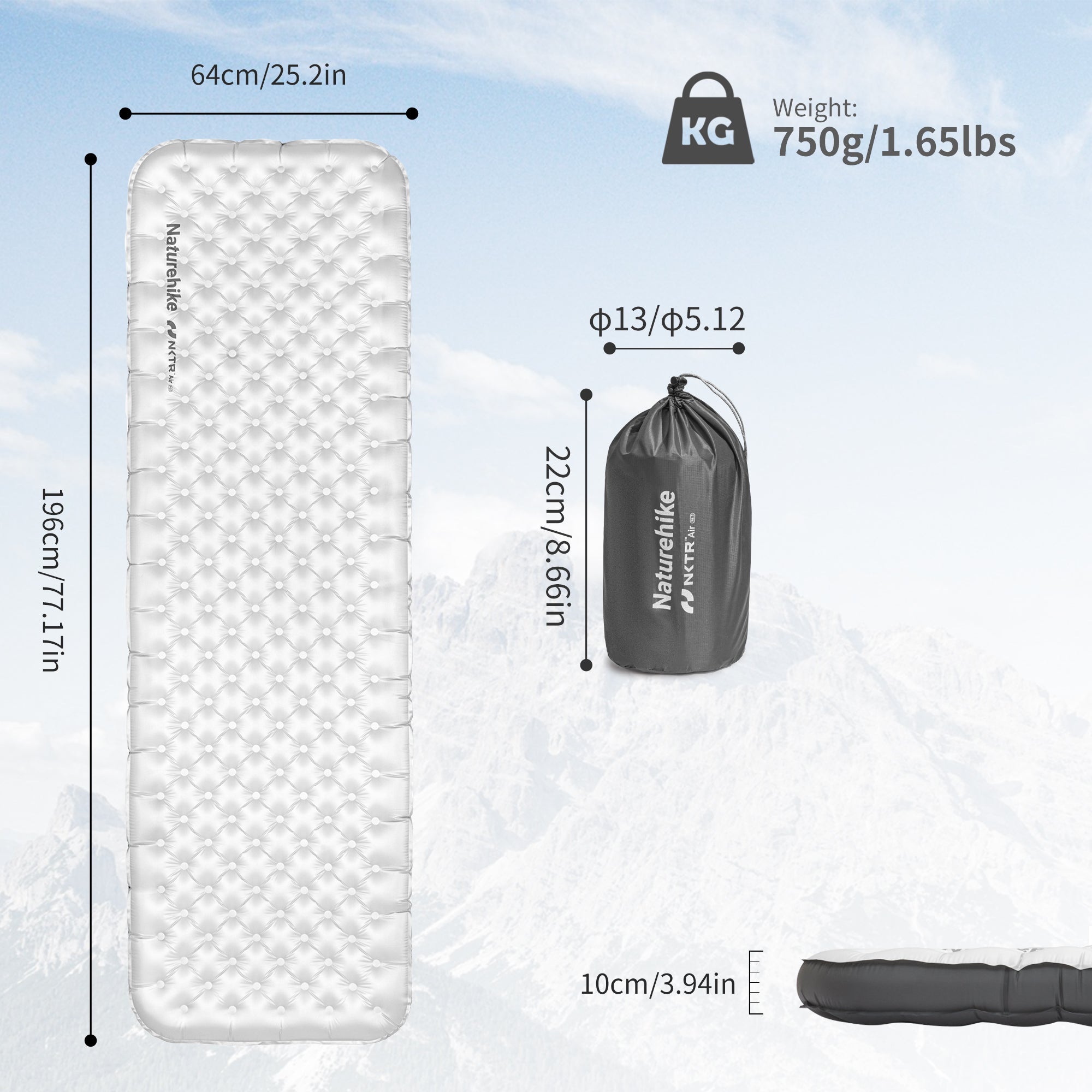 Naturehike TuYe R6.5 matelas gonflable hiver 1 personne