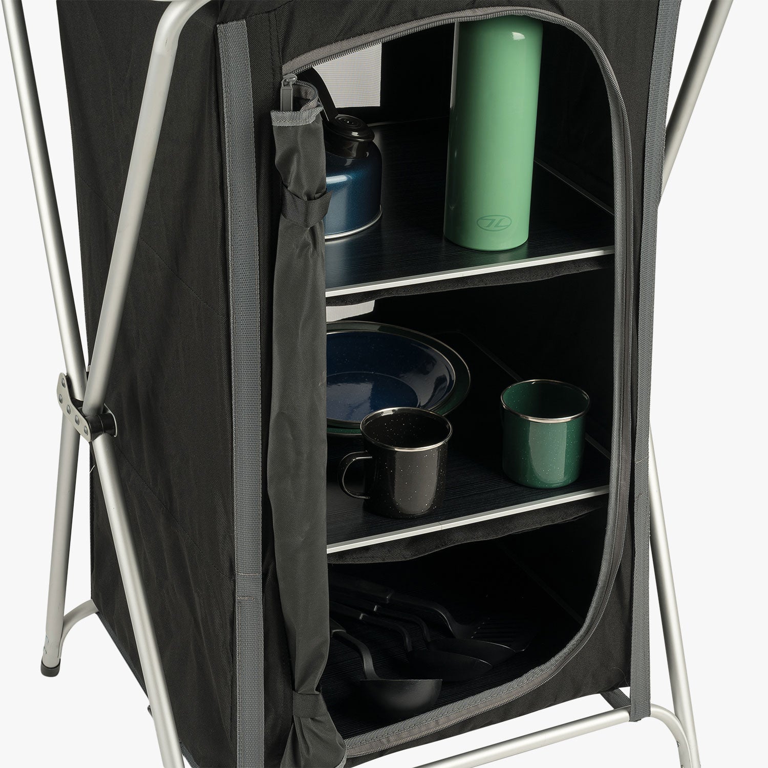 Highlander armoire camping pliable 3 étagères grise