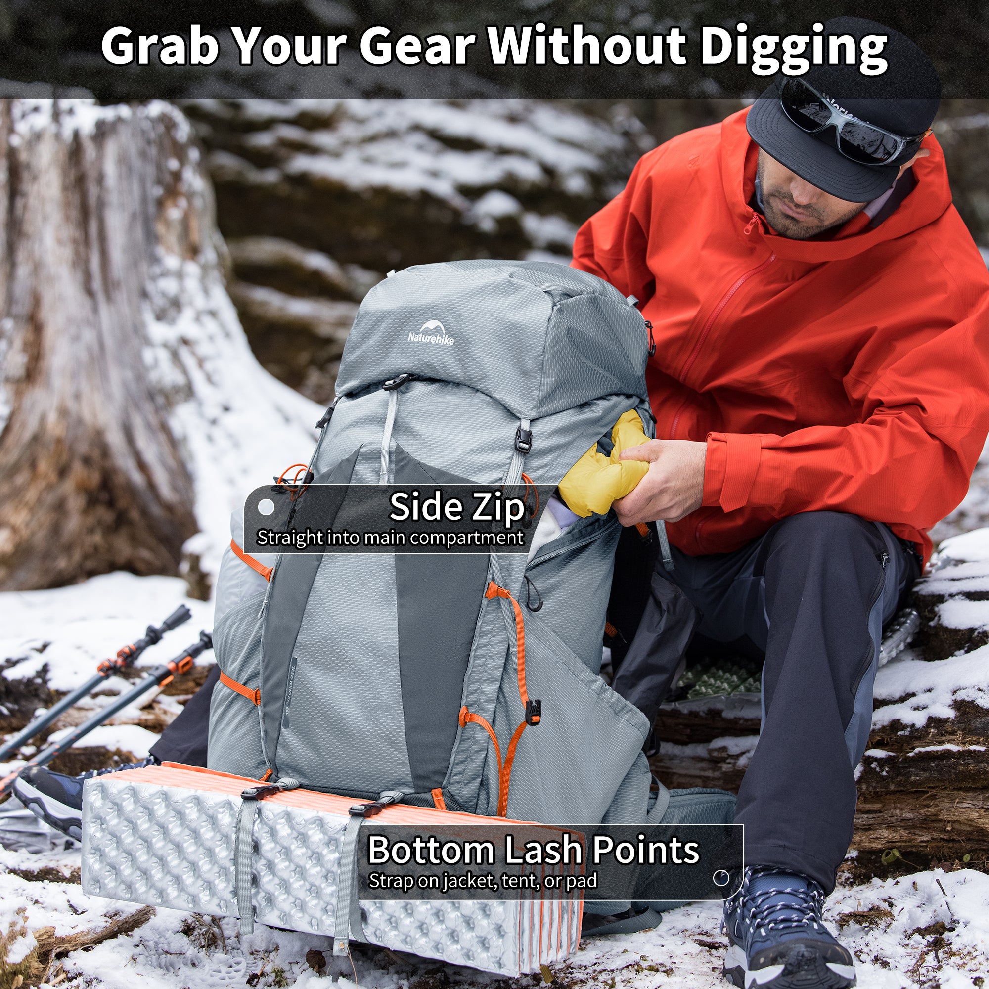 Naturehike Seek Wind Pro sac à dos 35L noir randonnée