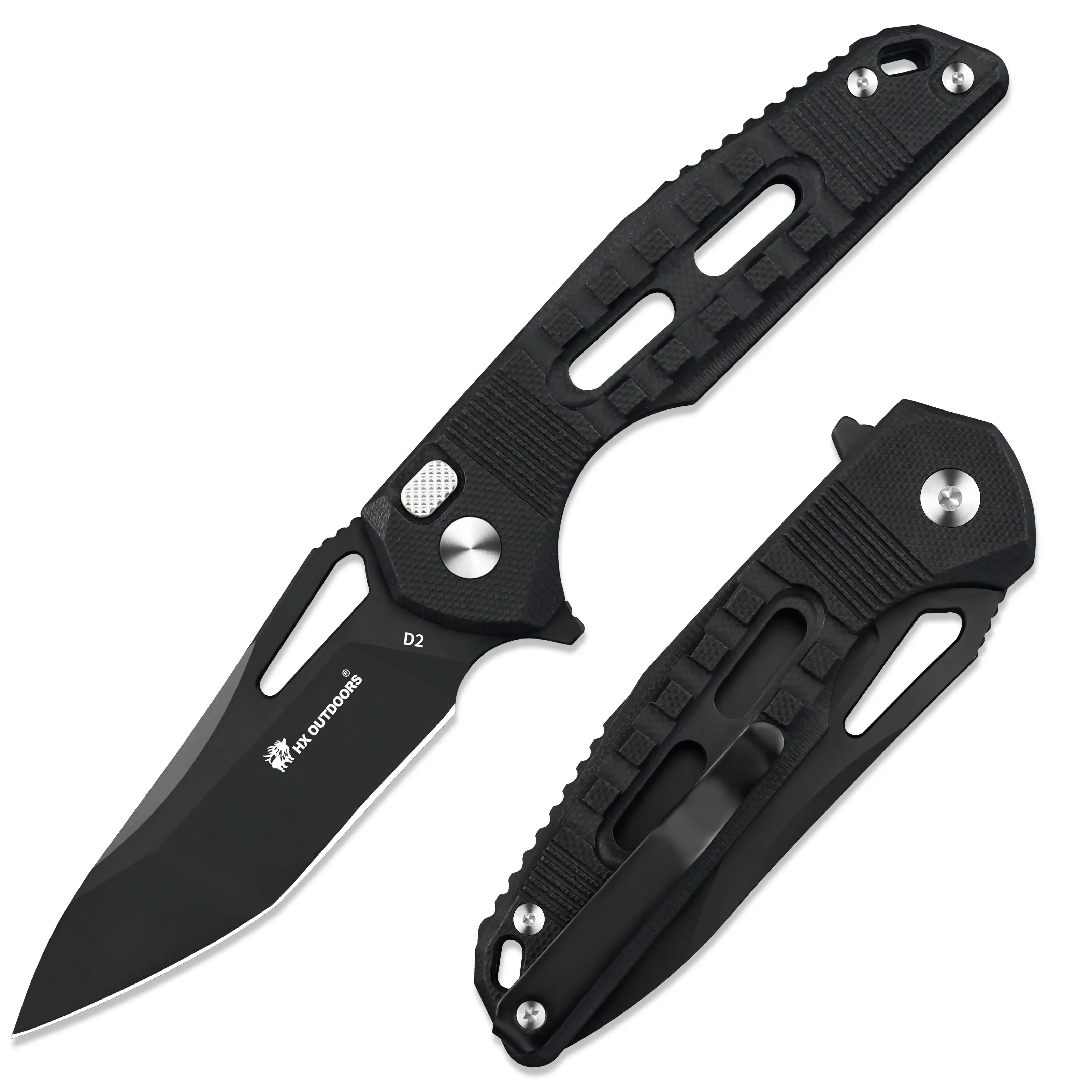 HX Rock Onyx couteau pliant D2 G10 noir