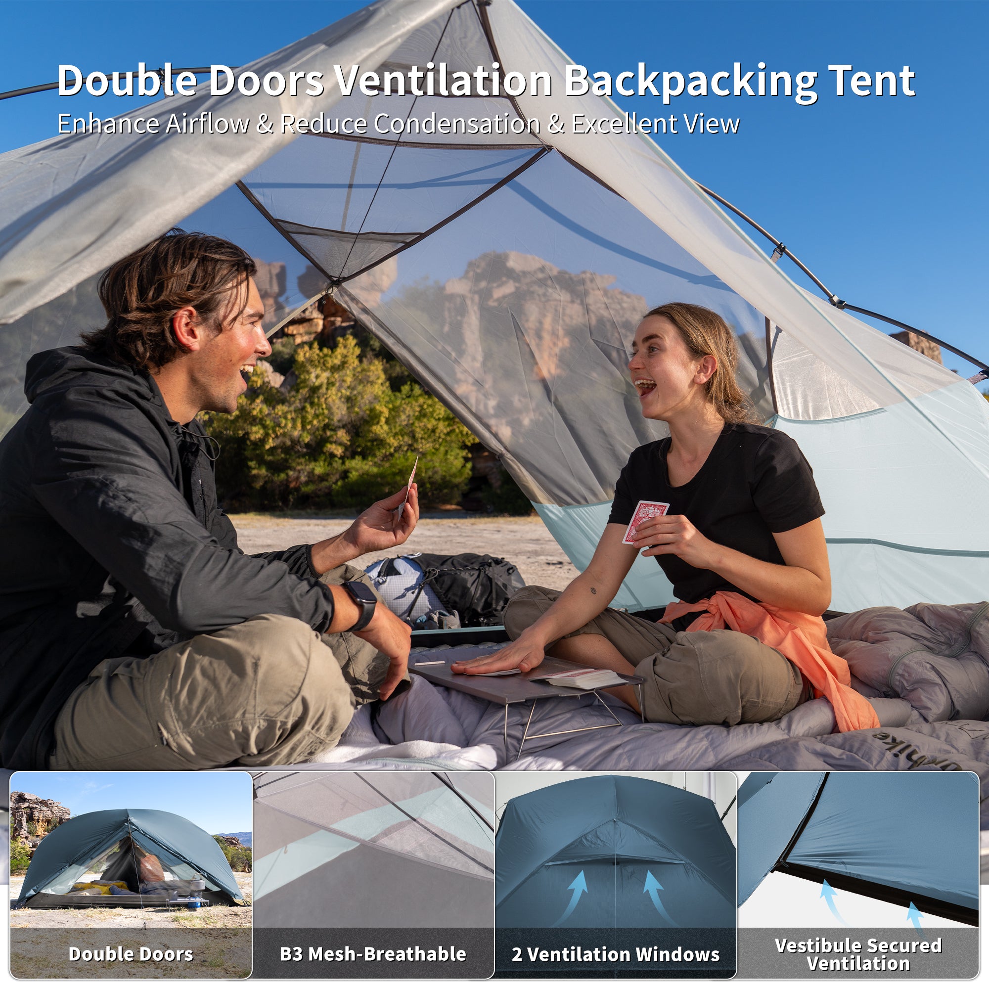 Naturehike Mongar BASE tente randonnée 3 places vert