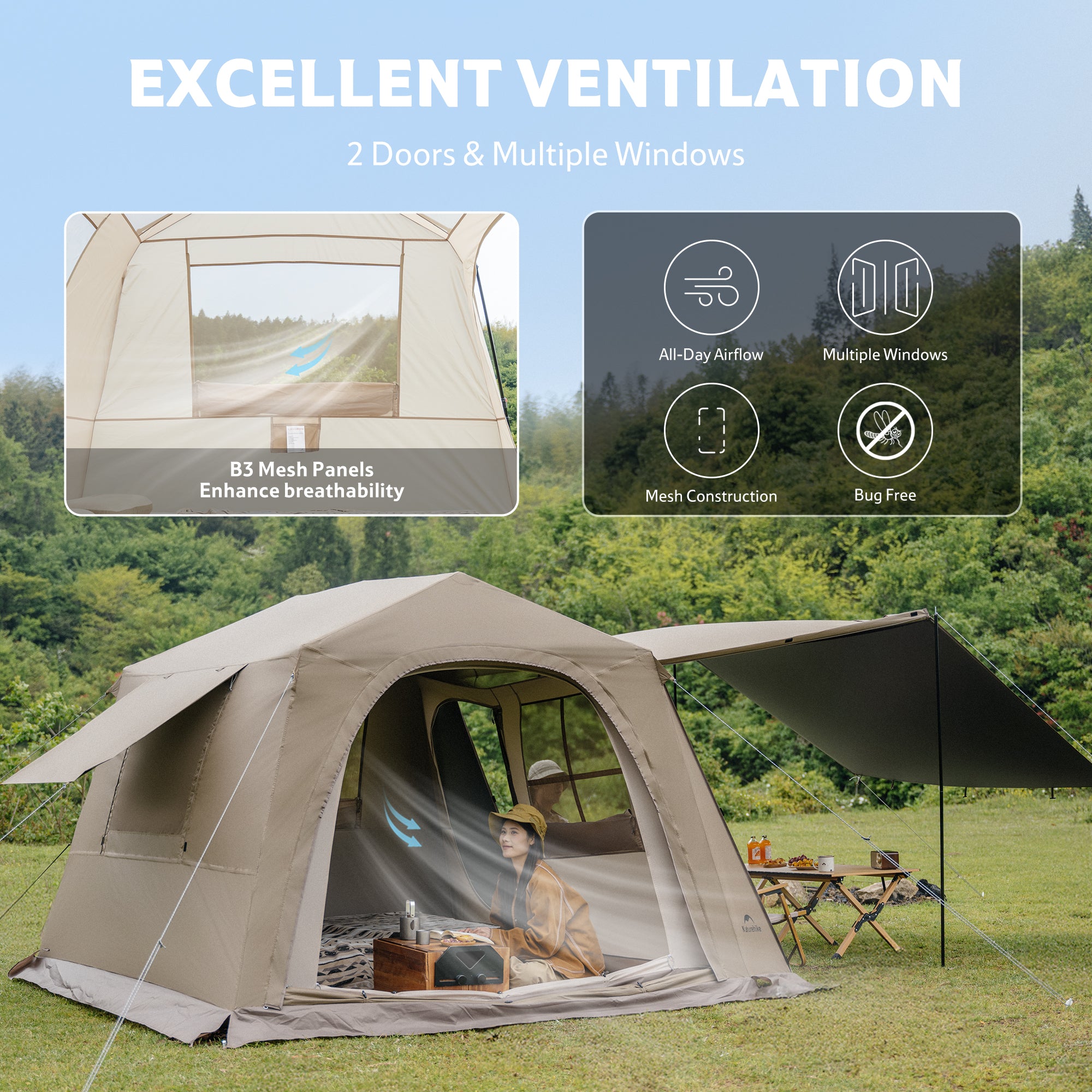 Naturehike Village 6.0 Tente Cabine 4 Places 6 m²