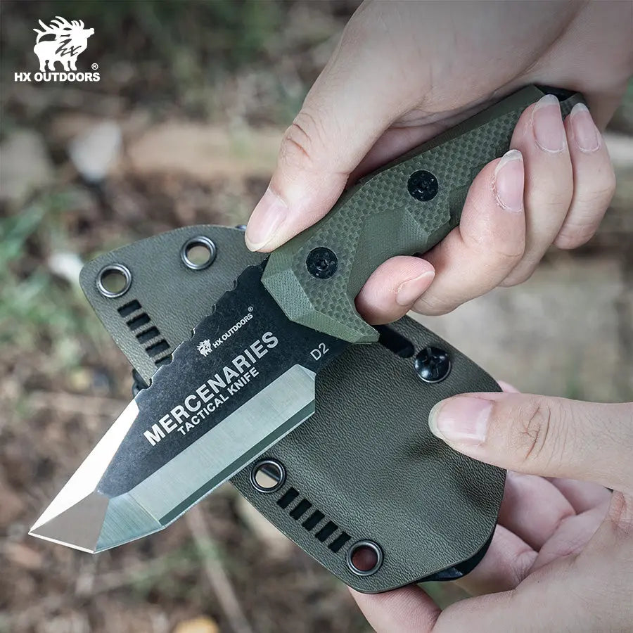HX Mini Mercenary D-170 couteau fixe D2 marron 71 mm