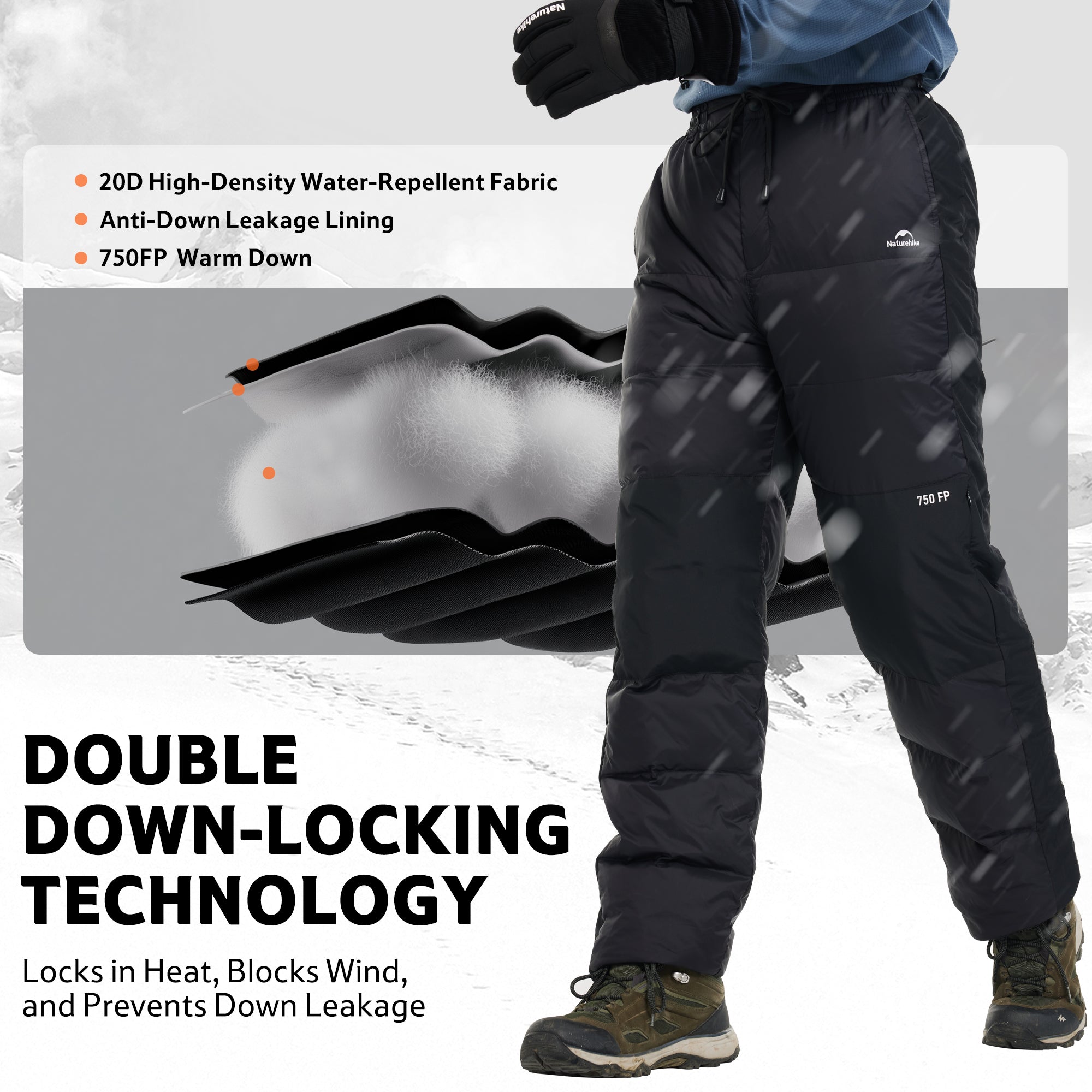 Naturehike DW-280 pantalon thermique duvet taille L