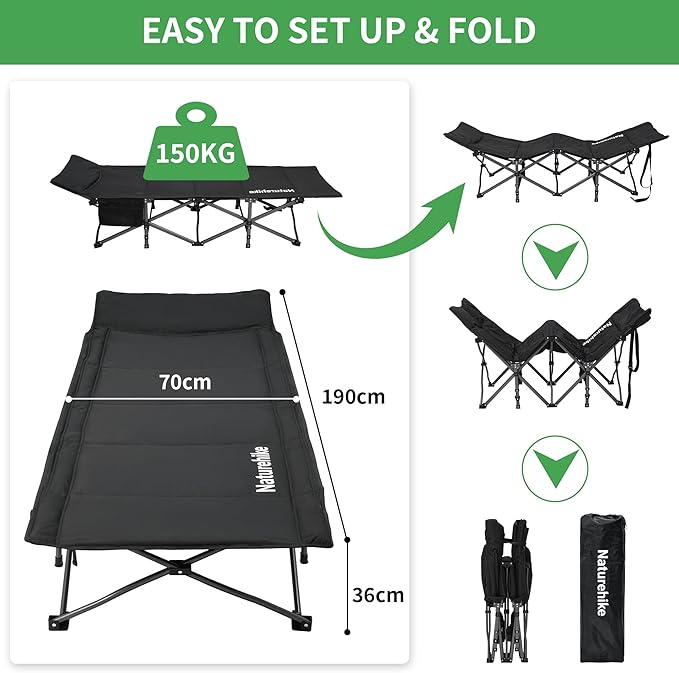 Naturehike TrekField Lit Camp Pliant 190 cm 150 kg