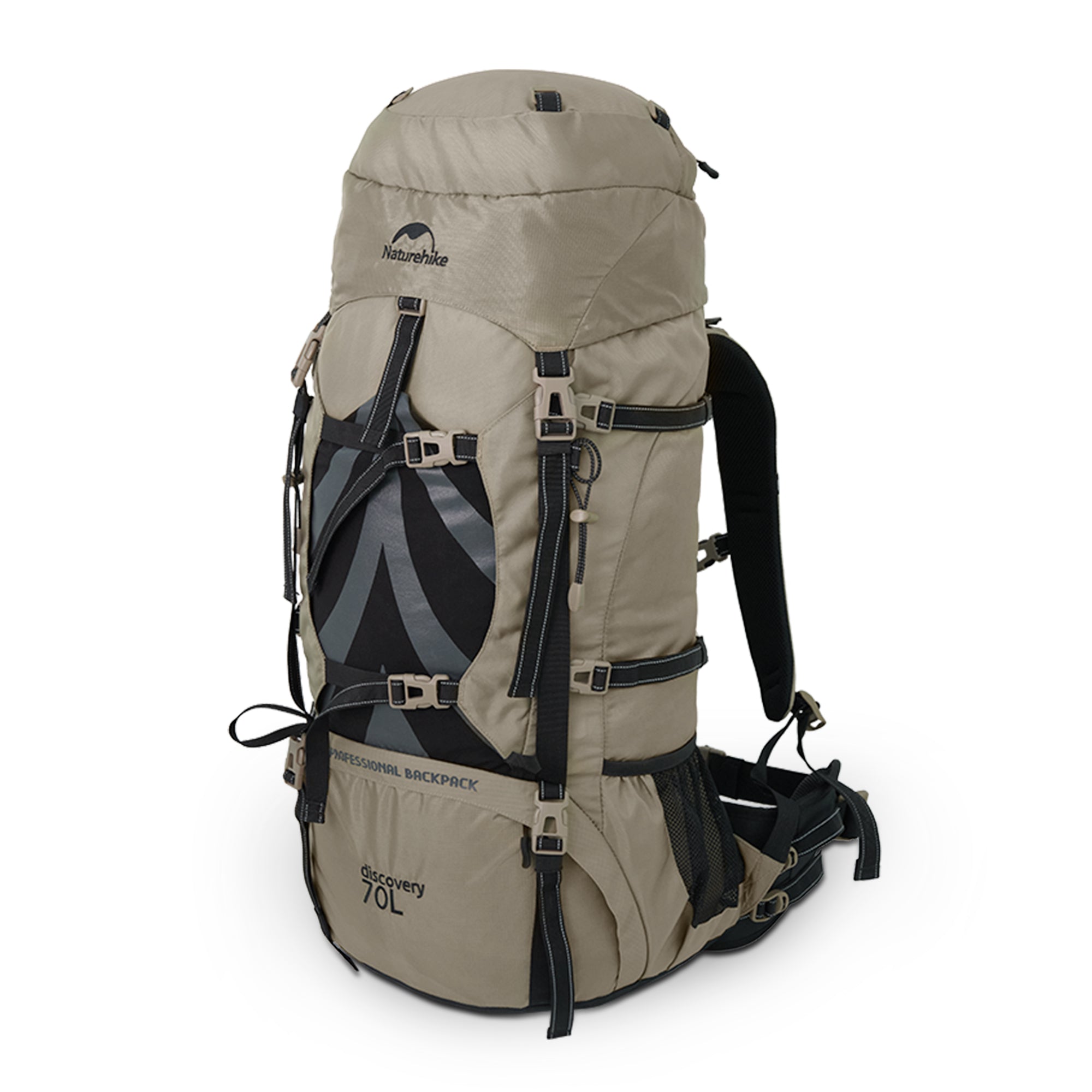 Naturehike 70+5L Sac à Dos Randonnée Gris 75L Housse Pluie