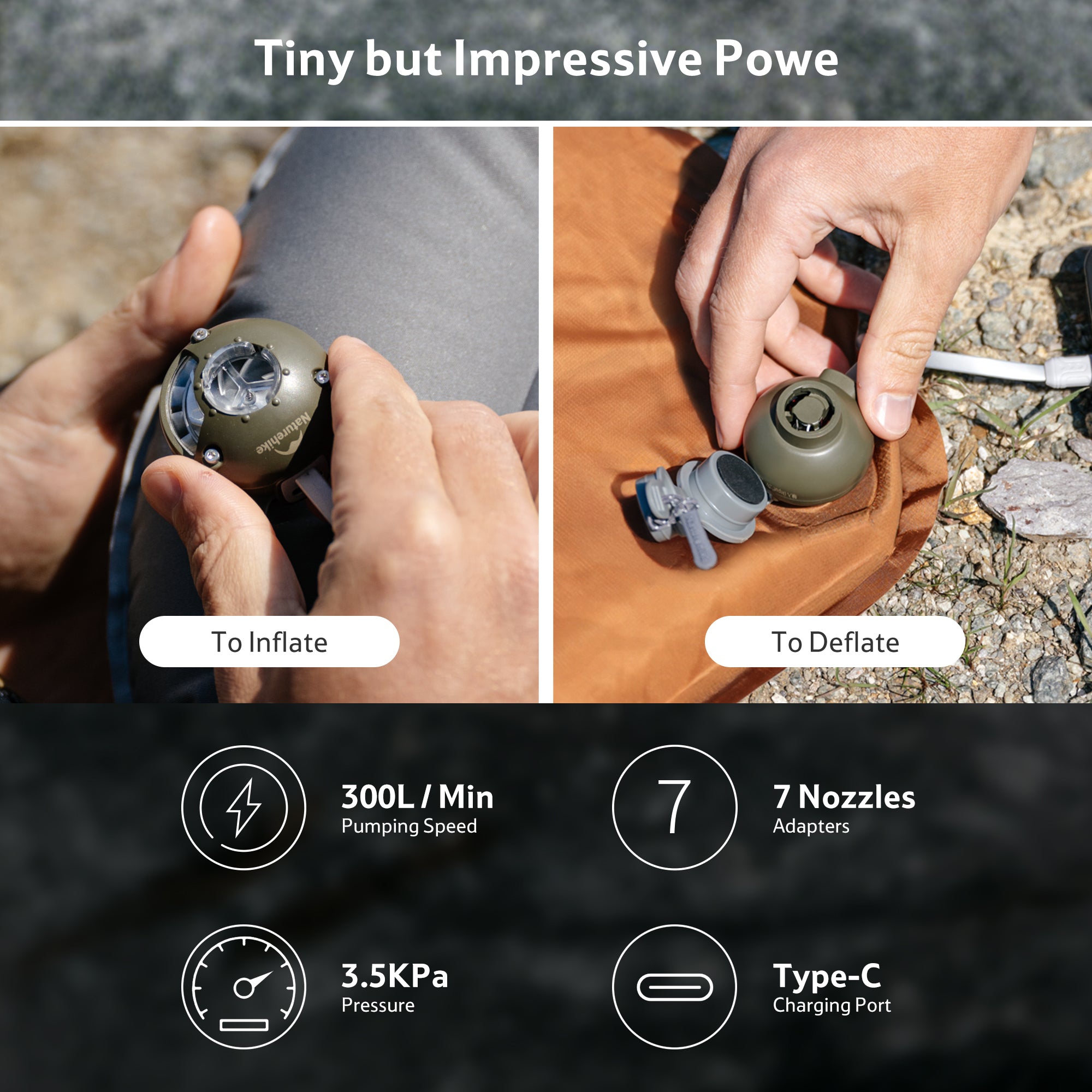 Naturehike Wind-nano mini pompe à air électrique 29g USB-C