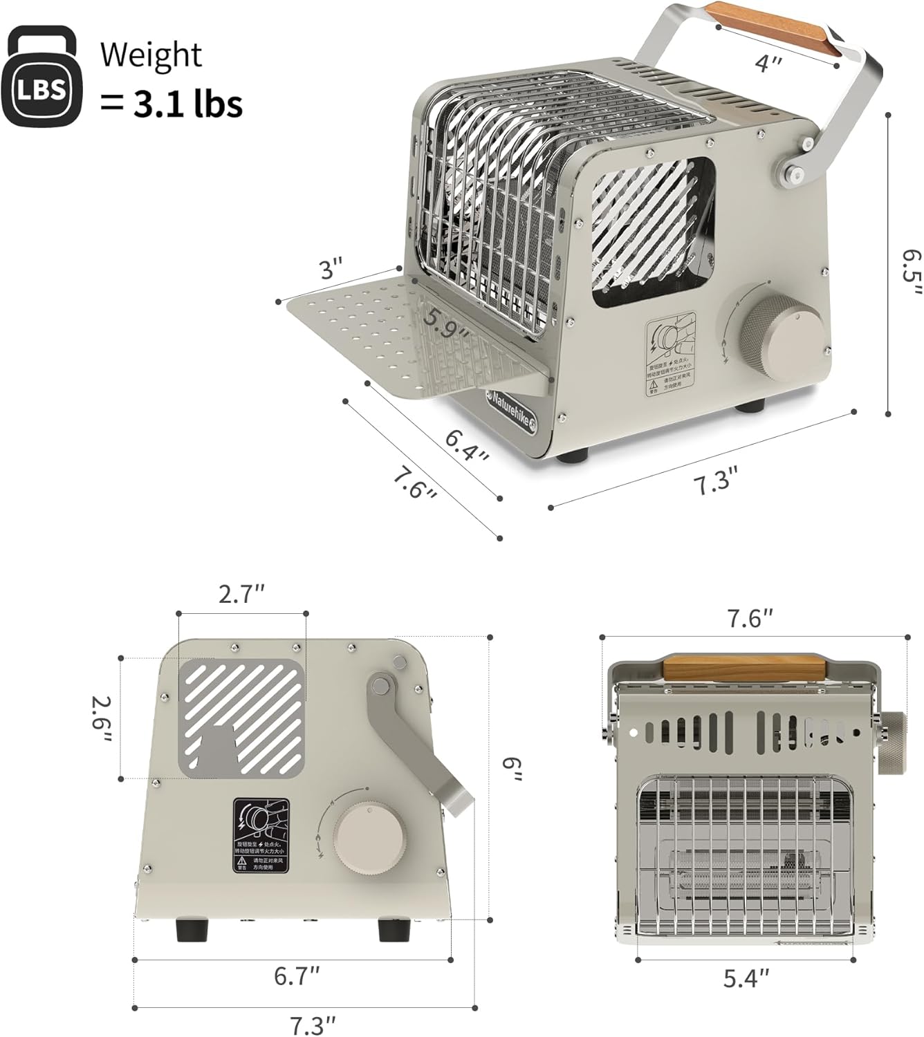 Naturehike Time Chauffage Camping Butane 3 en 1 Blanc