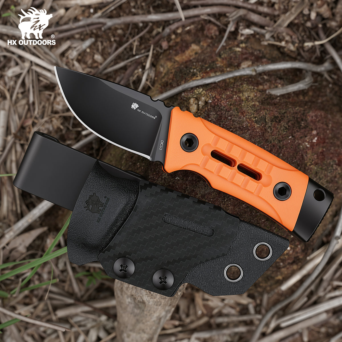 HX Rock Apex Mini TD-26A couteau fixe DC53 14,3 cm orange