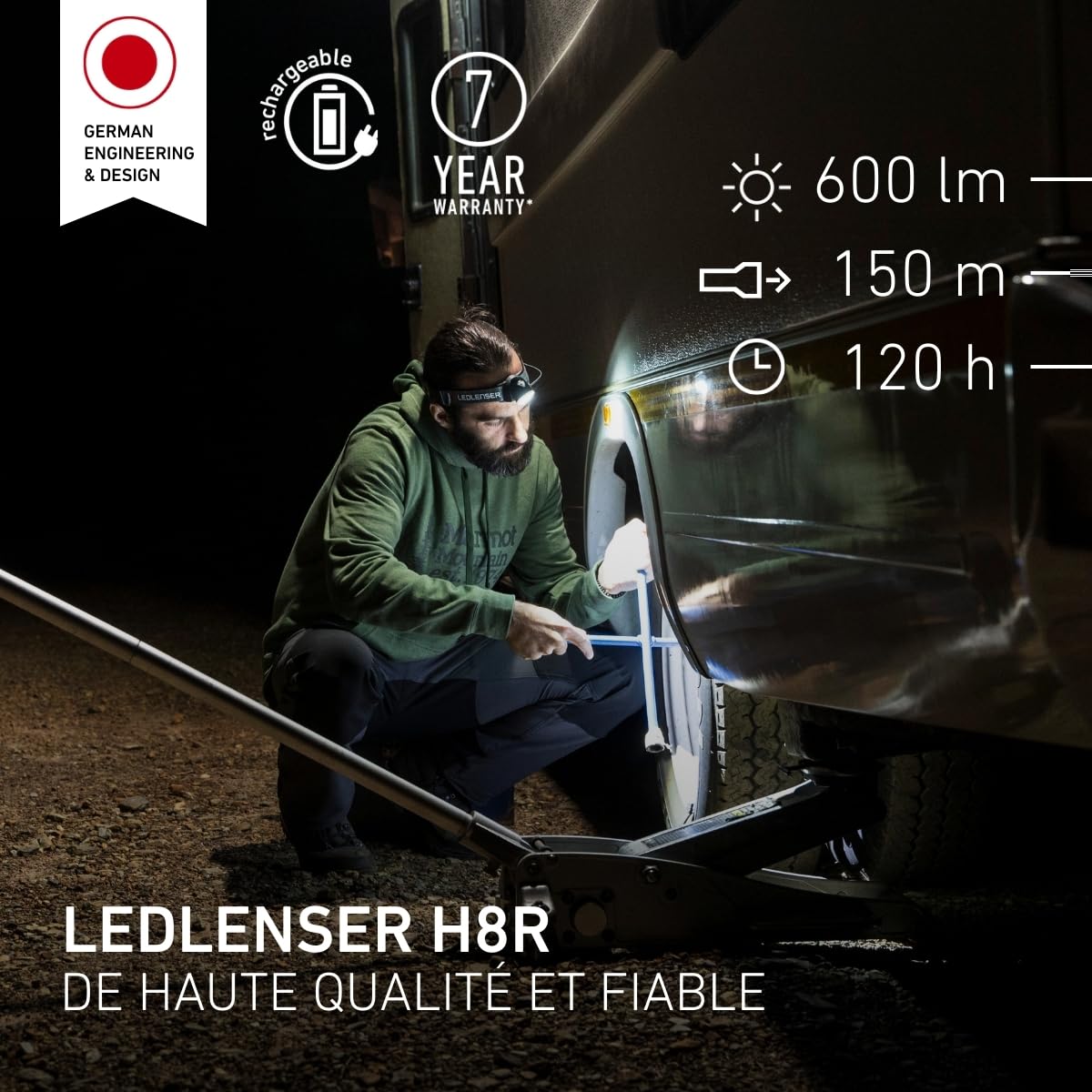 Ledlenser H-Series H8R lampe frontale 600 lm rechargeable