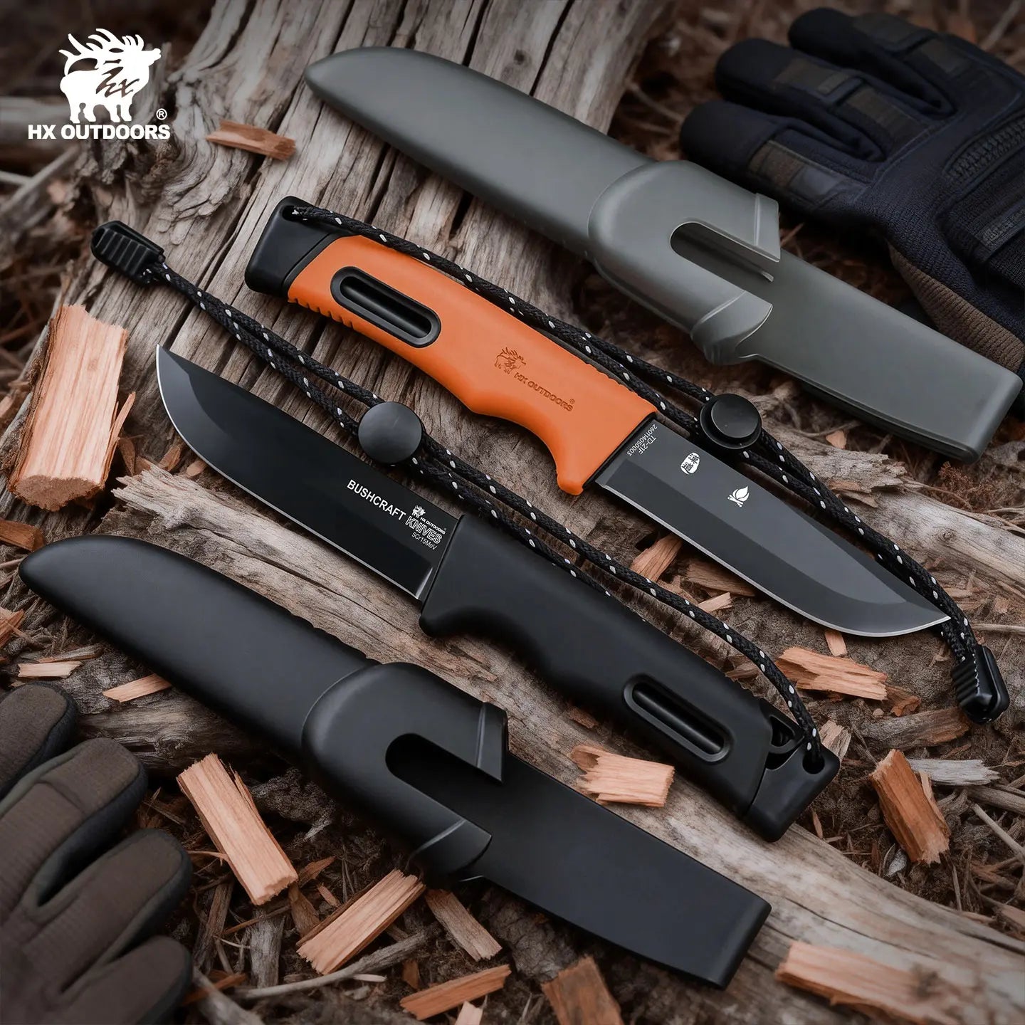HX Survival Master TD-21E couteau fixe noir 95 mm