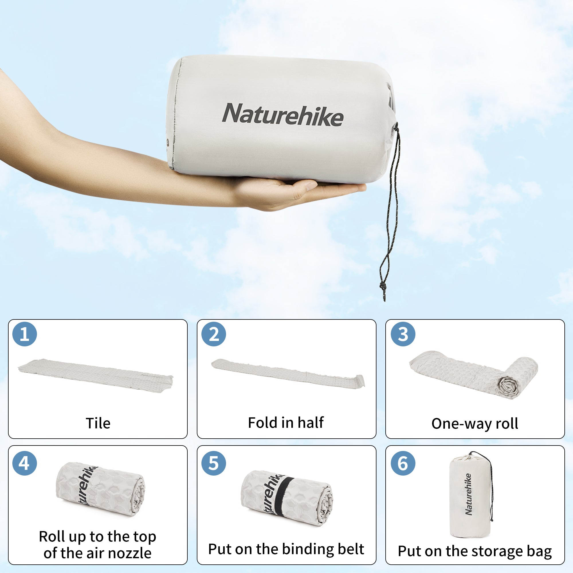 Naturehike Yugu Matelas Autogonflant Momie 490 g Bleu