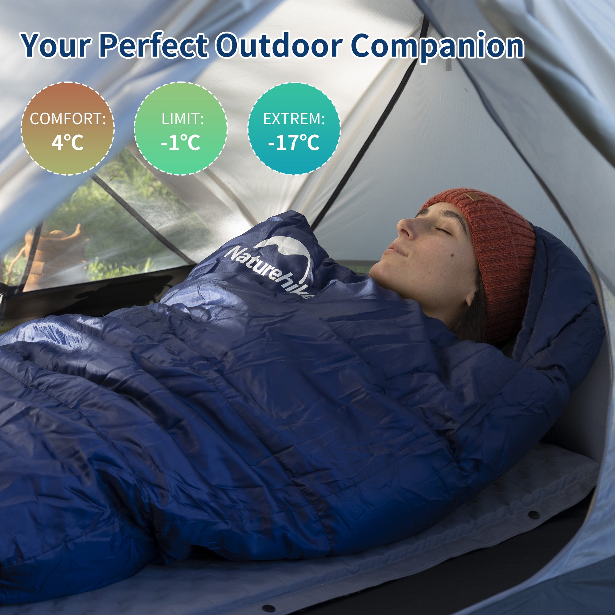 Naturehike Mujin MJ300 Sac Couchage Momie 4°C Bleu