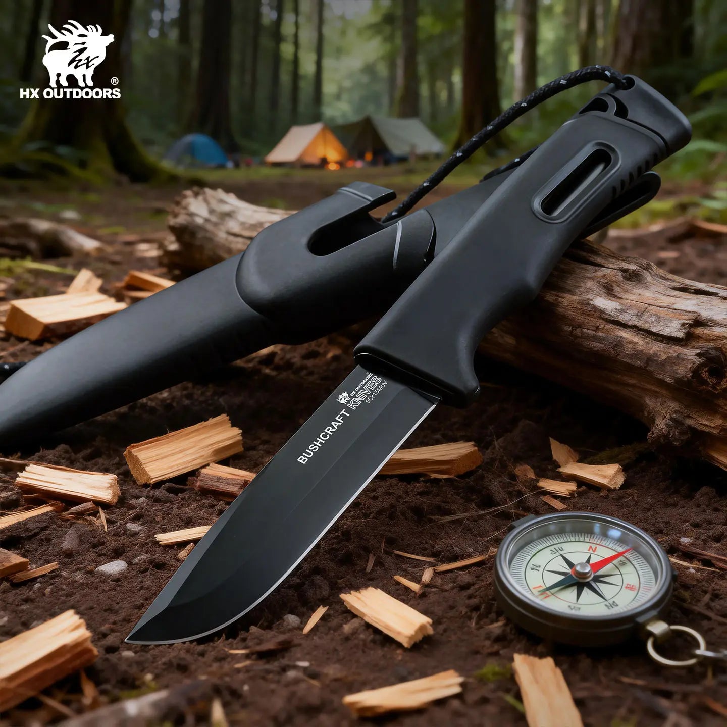 HX Survival Master TD-21E couteau fixe noir 95 mm