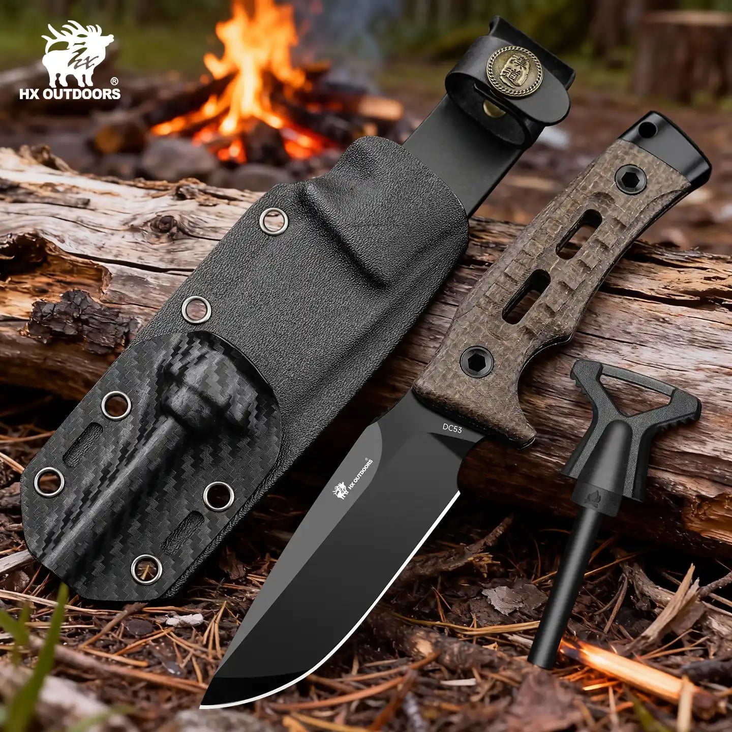 HX Rock Apex TD-18Z couteau fixe manche micarta marron DC53
