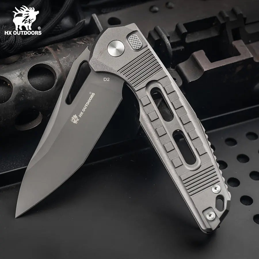 HX Rock Onyx ZD-104A-S couteau pliant lame D2 manche alu gris